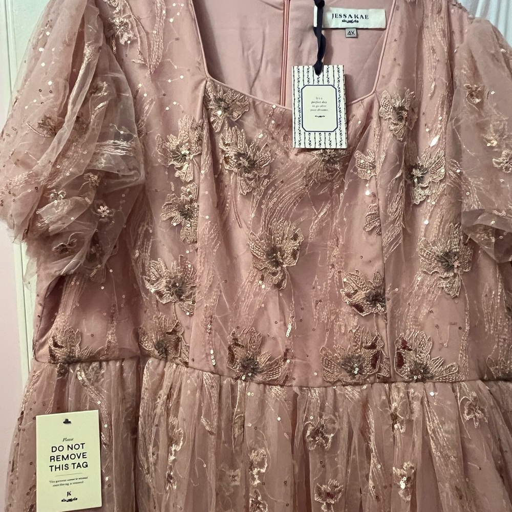 JessaKae Blush Embroidered Kids Dress - Picture 3 of 5